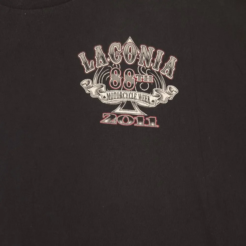 Laconia 88th  Motorcycles Week 2011 Crew Neck Graphic T-Shirt Mens Size XL Black